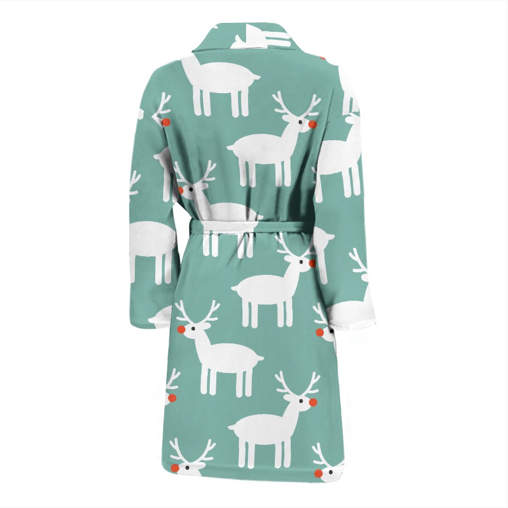 Christmas Reindeer Pattern Print Men Long Robe-grizzshop