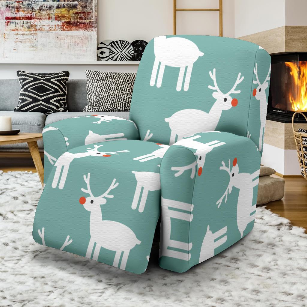 Christmas Reindeer Pattern Print Recliner Cover-grizzshop