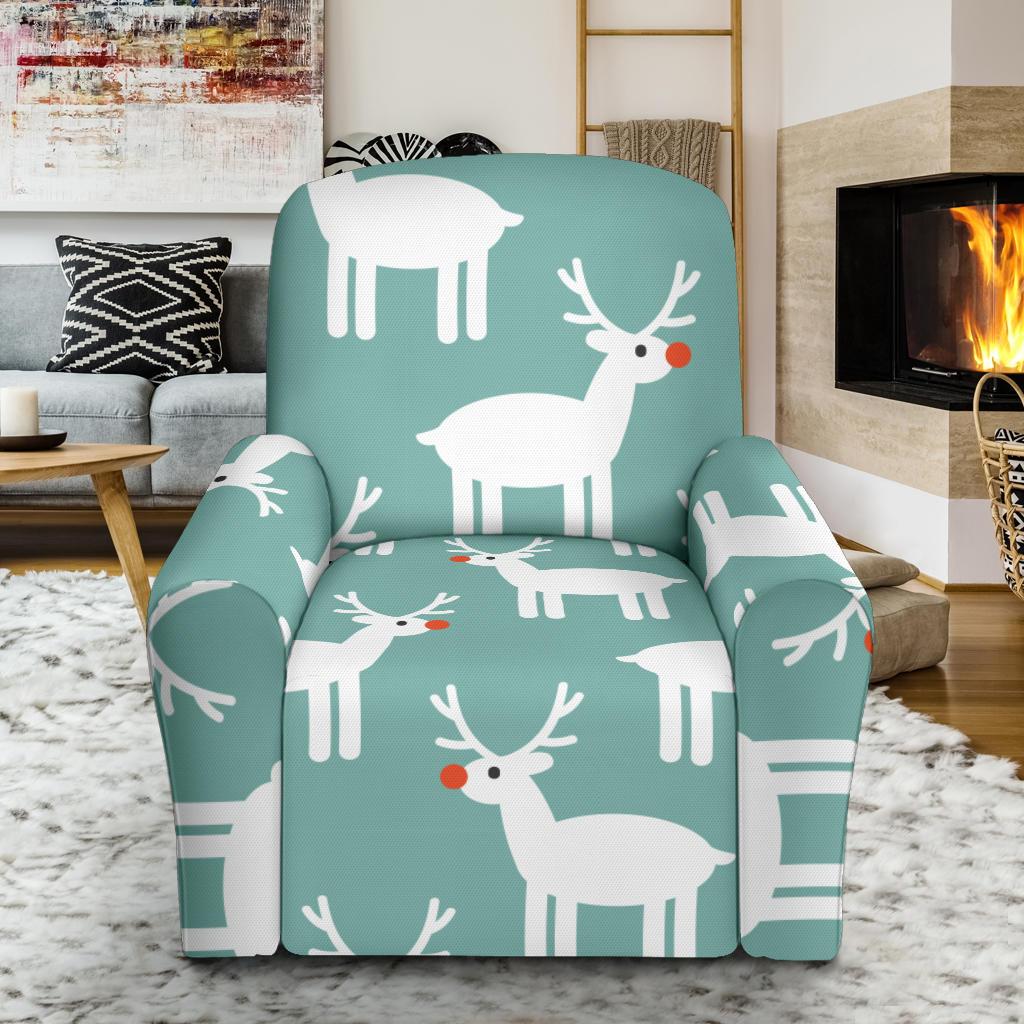 Christmas Reindeer Pattern Print Recliner Cover-grizzshop