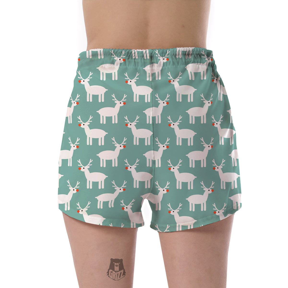 Christmas Reindeer Pattern Print Women's Shorts-grizzshop