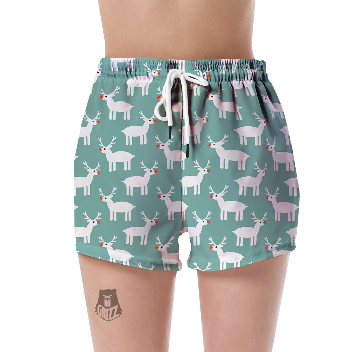 Christmas Reindeer Pattern Print Women's Shorts-grizzshop