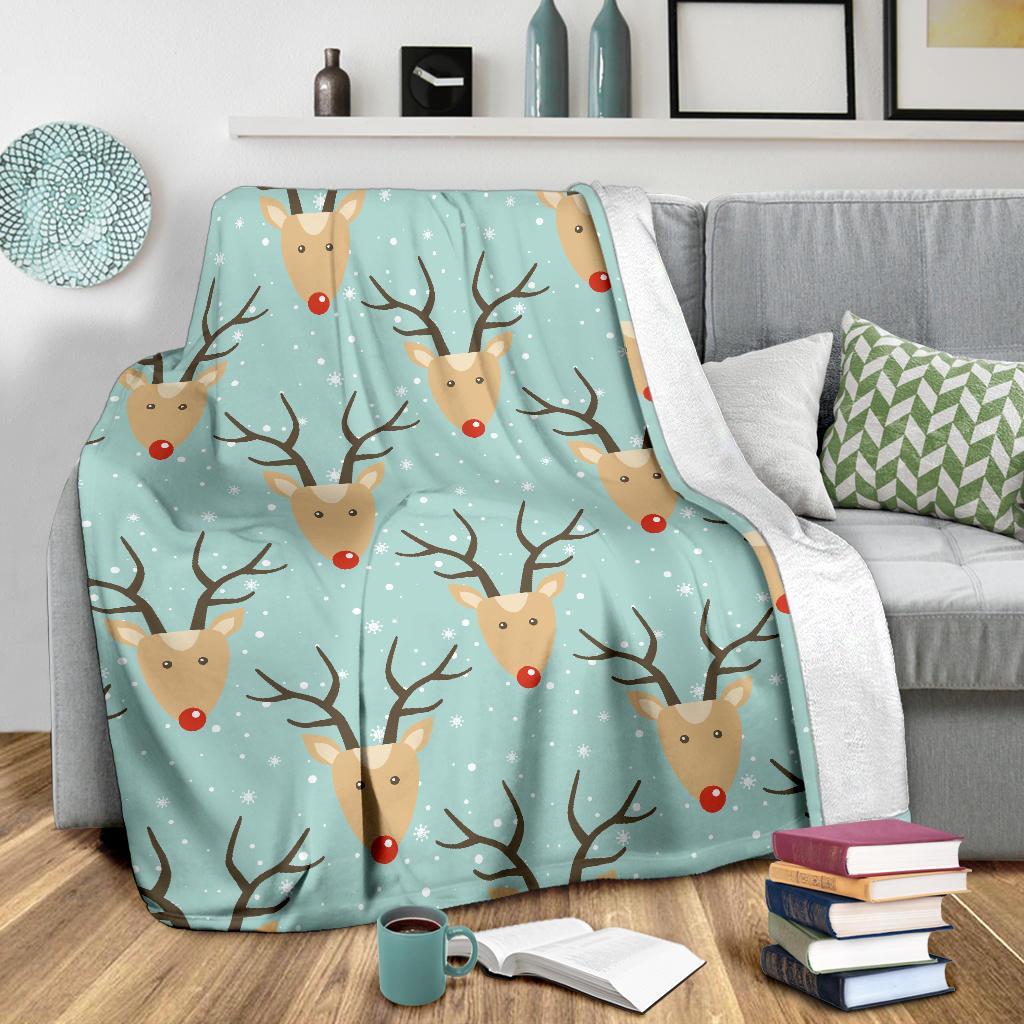 Christmas Reindeer Print Pattern Blanket-grizzshop