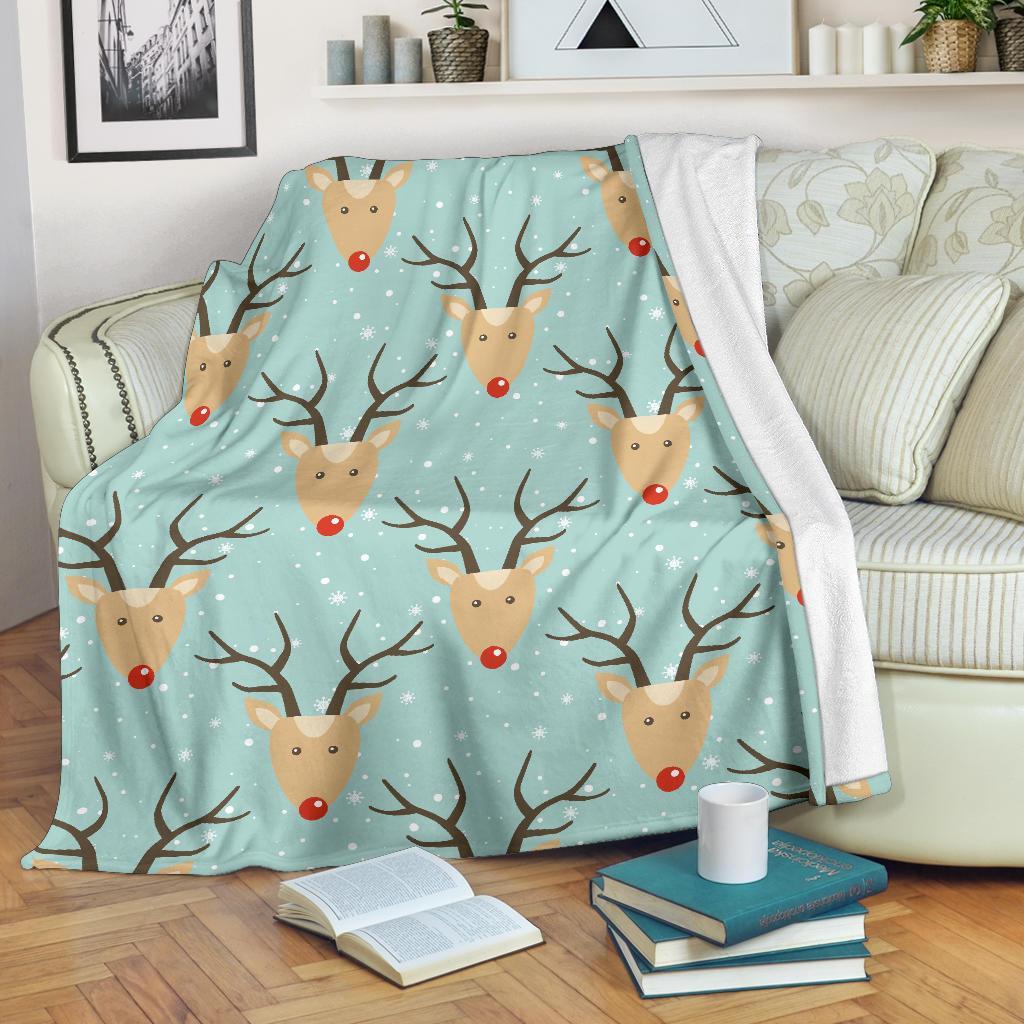 Christmas Reindeer Print Pattern Blanket-grizzshop