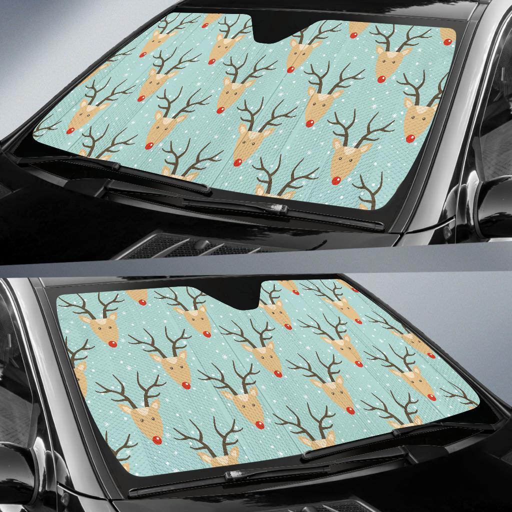 Christmas Reindeer Print Pattern Car Sun Shade-grizzshop