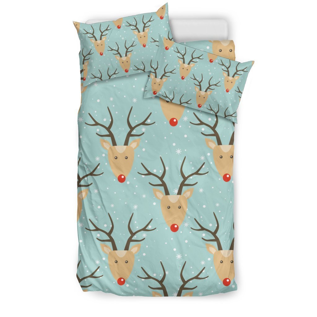 Christmas Reindeer Print Pattern Duvet Cover Bedding Set-grizzshop