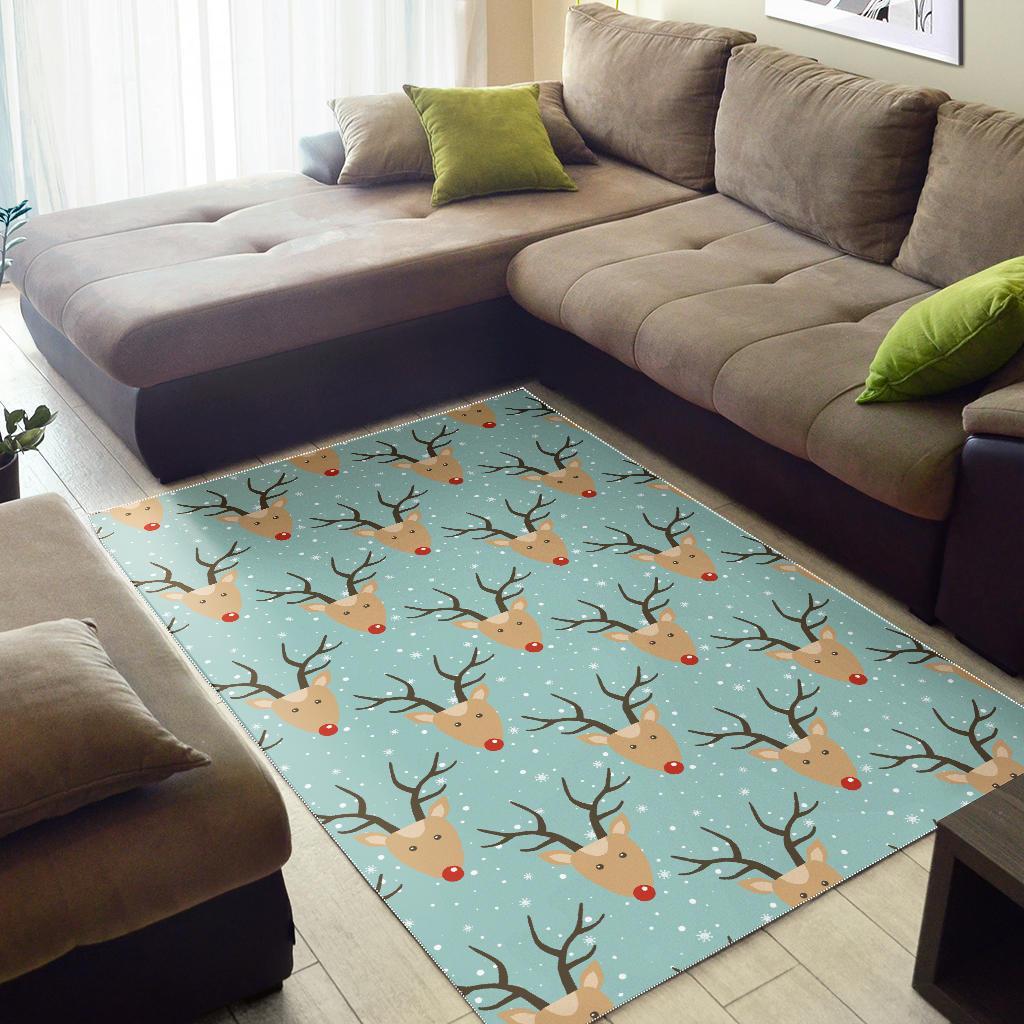 Christmas Reindeer Print Pattern Floor Mat-grizzshop