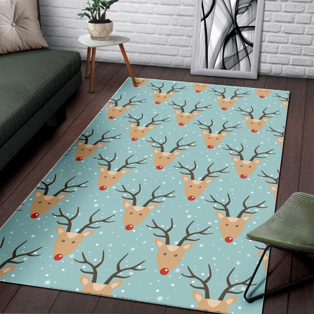 Christmas Reindeer Print Pattern Floor Mat-grizzshop