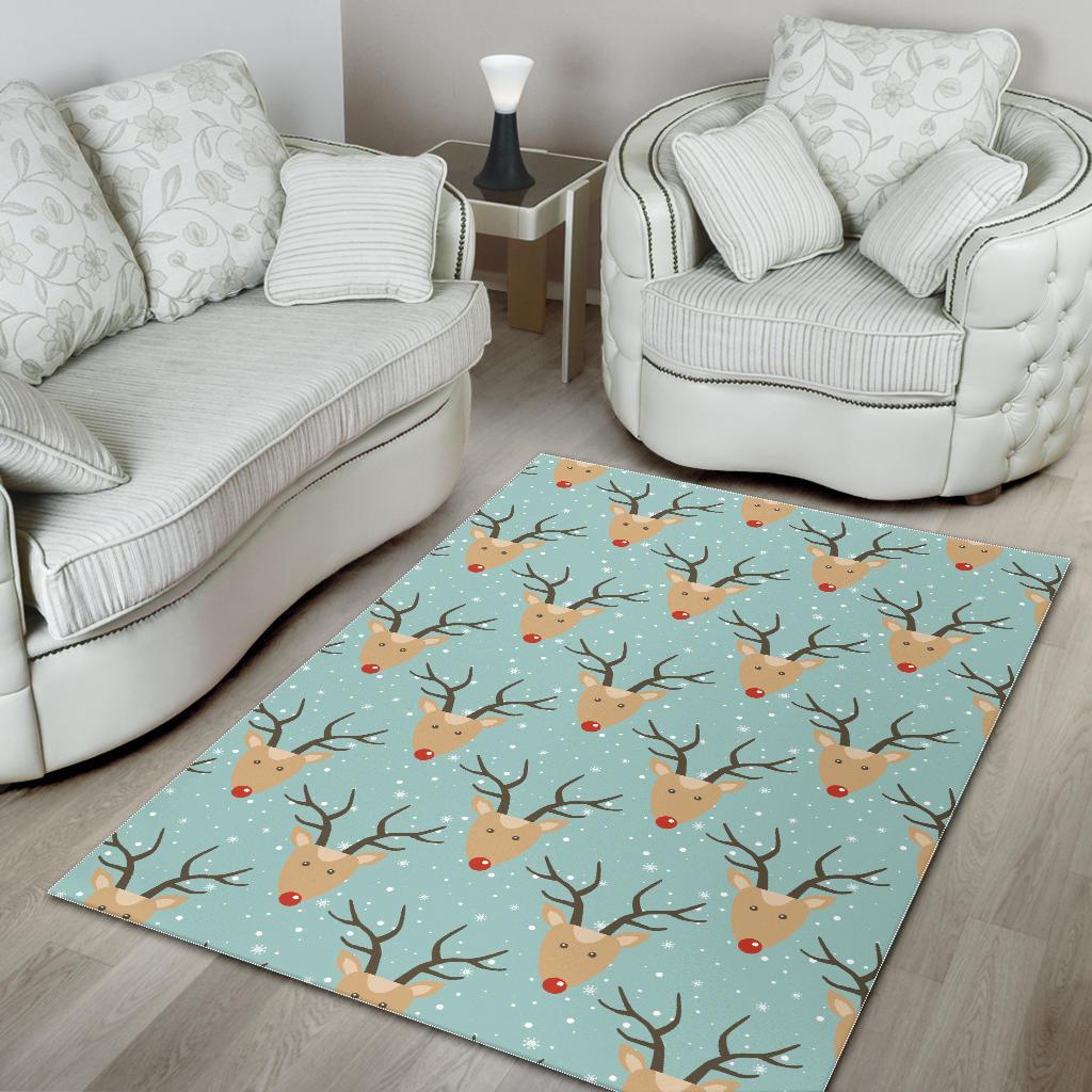 Christmas Reindeer Print Pattern Floor Mat-grizzshop