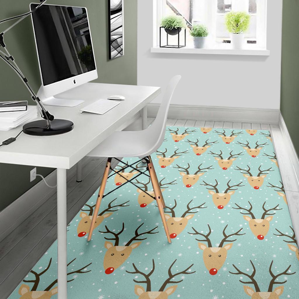 Christmas Reindeer Print Pattern Floor Mat-grizzshop