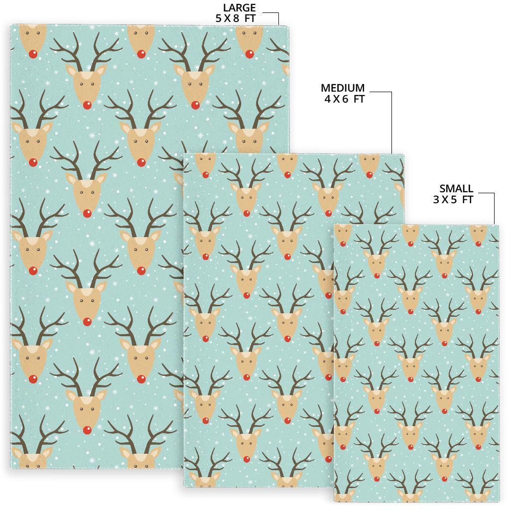 Christmas Reindeer Print Pattern Floor Mat-grizzshop