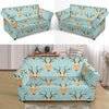 Christmas Reindeer Print Pattern Loveseat Cover-grizzshop