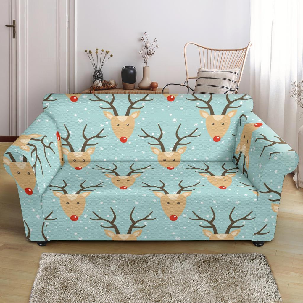 Christmas Reindeer Print Pattern Loveseat Cover-grizzshop