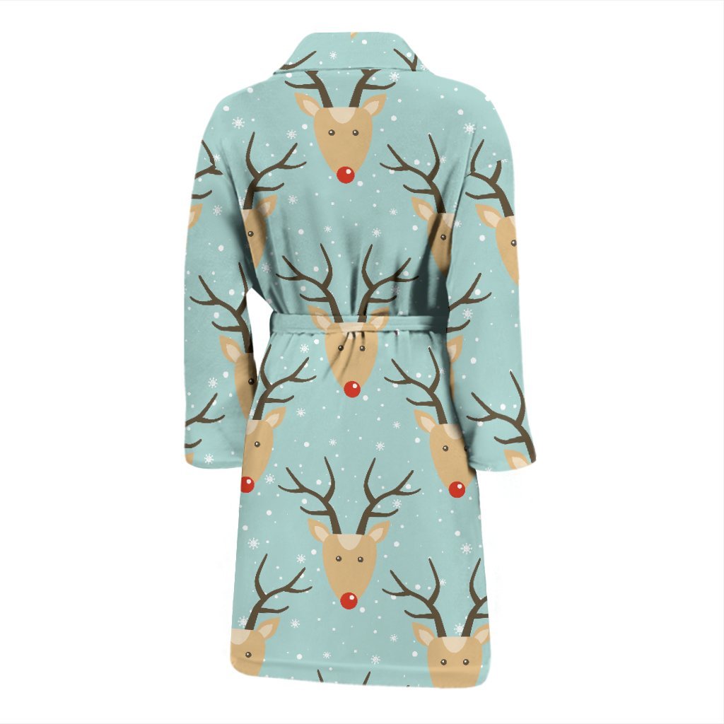 Christmas Reindeer Print Pattern Men Long Robe-grizzshop