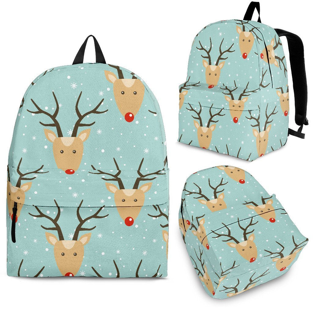 Christmas Reindeer Print Pattern Premium Backpack-grizzshop