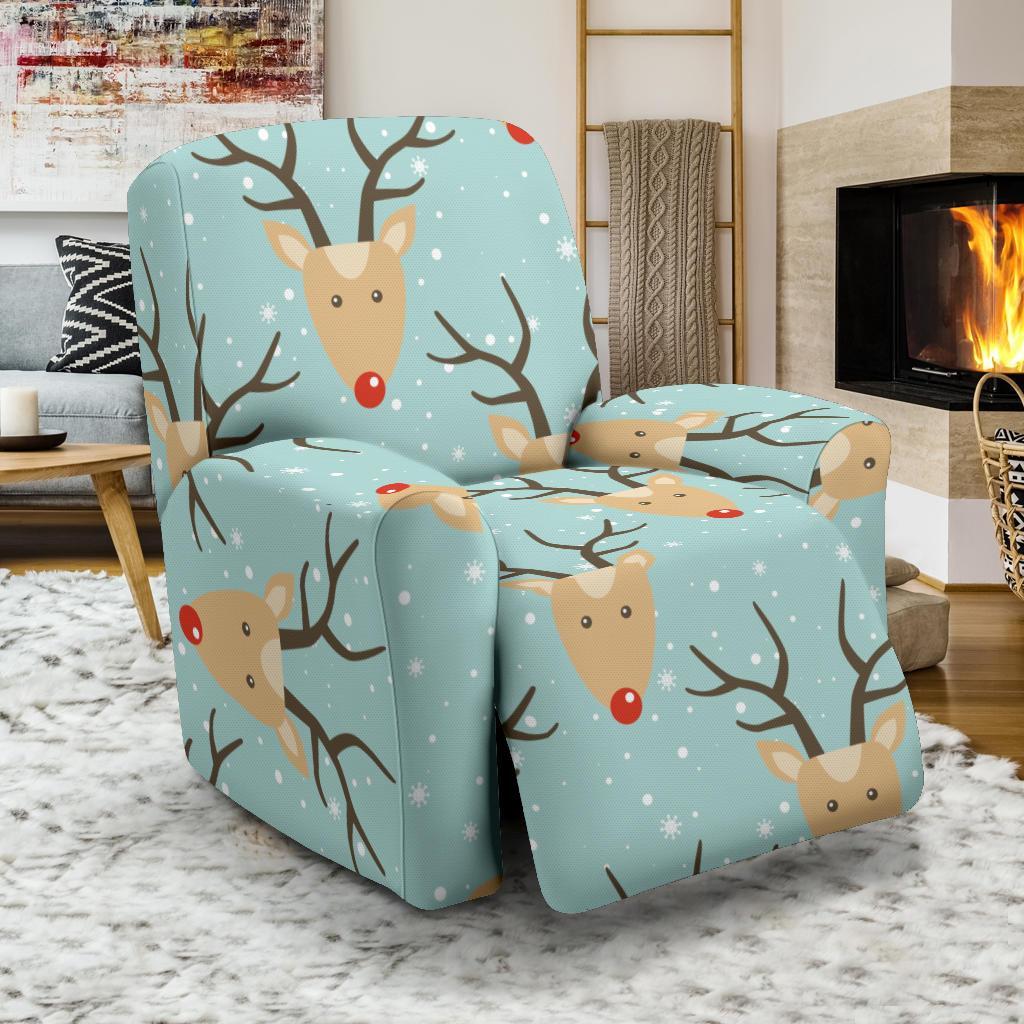 Christmas Reindeer Print Pattern Recliner Cover-grizzshop