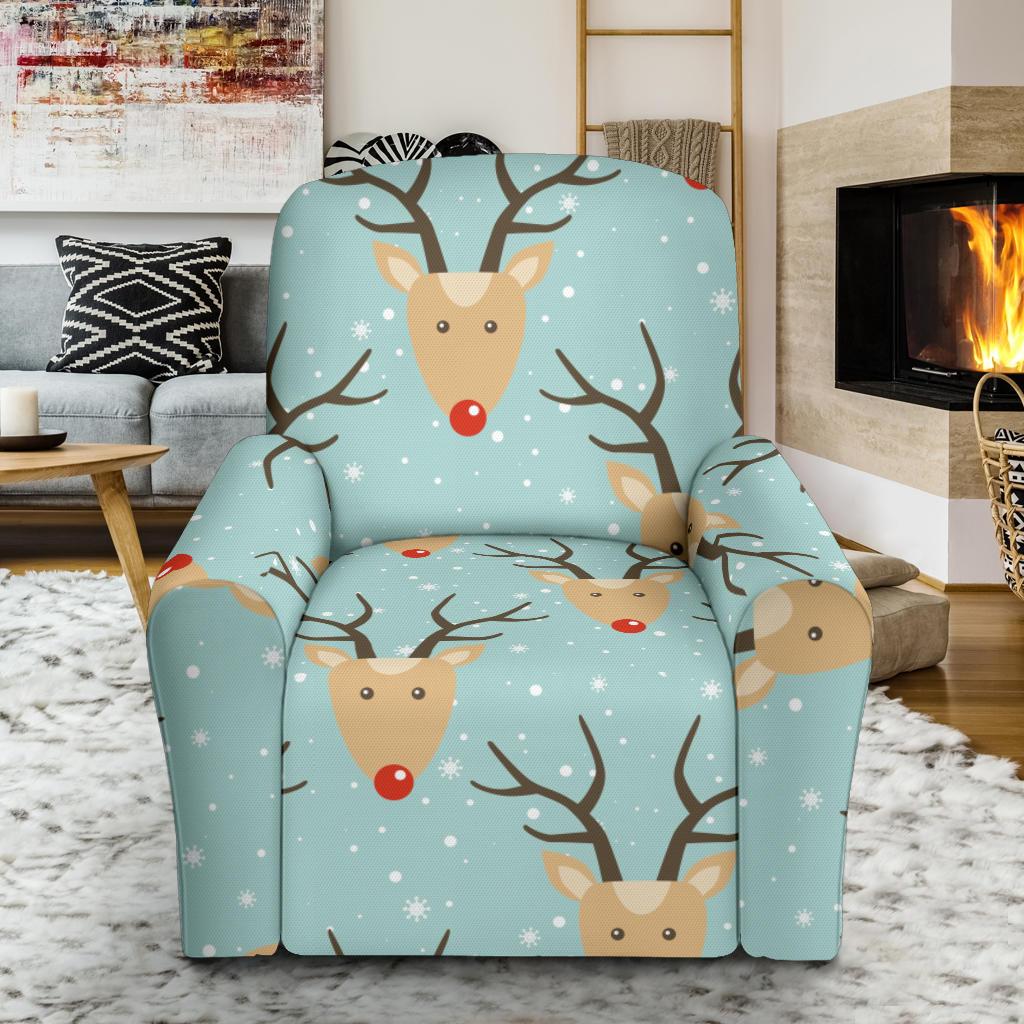 Christmas Reindeer Print Pattern Recliner Cover-grizzshop