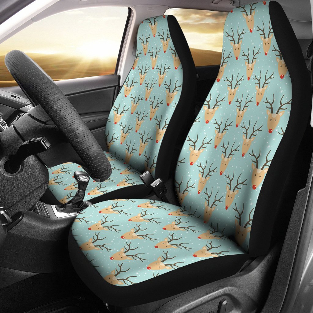 Christmas Reindeer Print Pattern Universal Fit Car Seat Cover-grizzshop