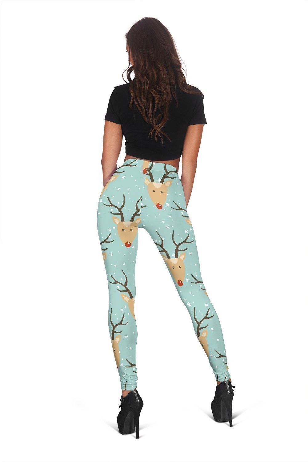 Christmas Reindeer Print Pattern Women Leggings-grizzshop