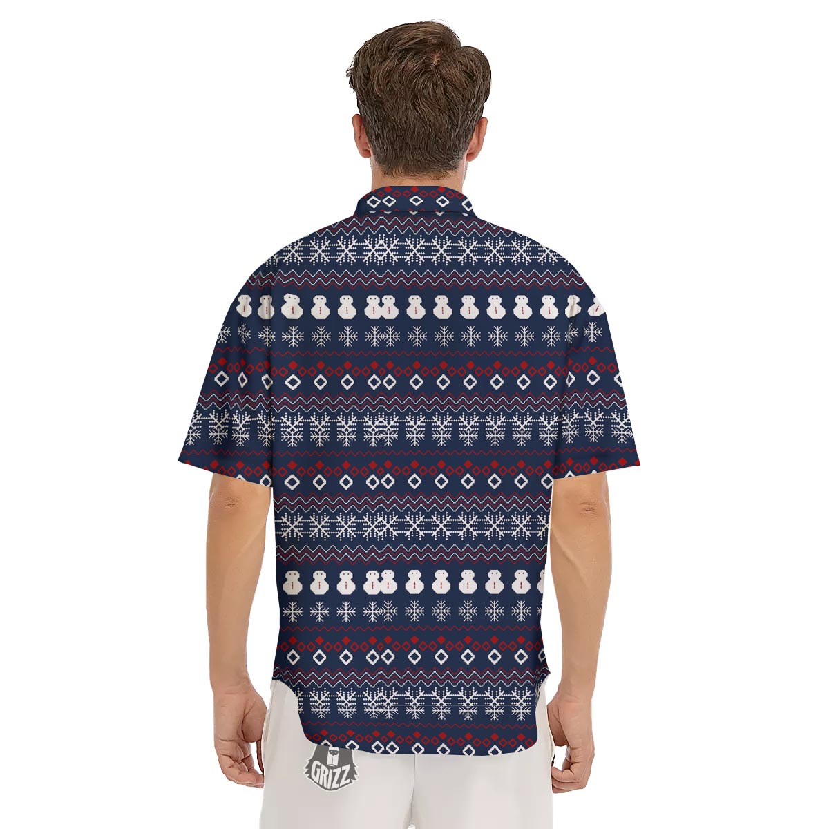 Christmas Scandinavian Print Pattern Men's Short Sleeve Shirts-grizzshop