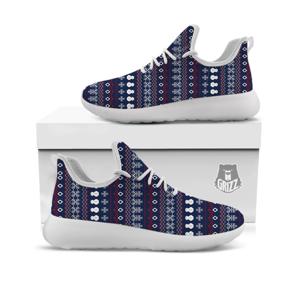 Christmas Scandinavian Print Pattern White Athletic Shoes-grizzshop