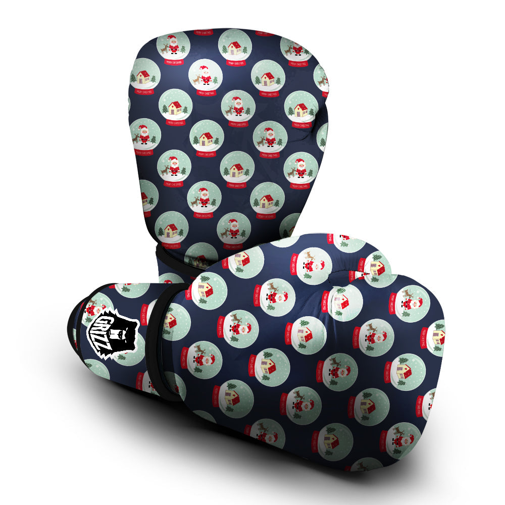 Christmas Snow Globe Print Pattern Boxing Gloves-grizzshop