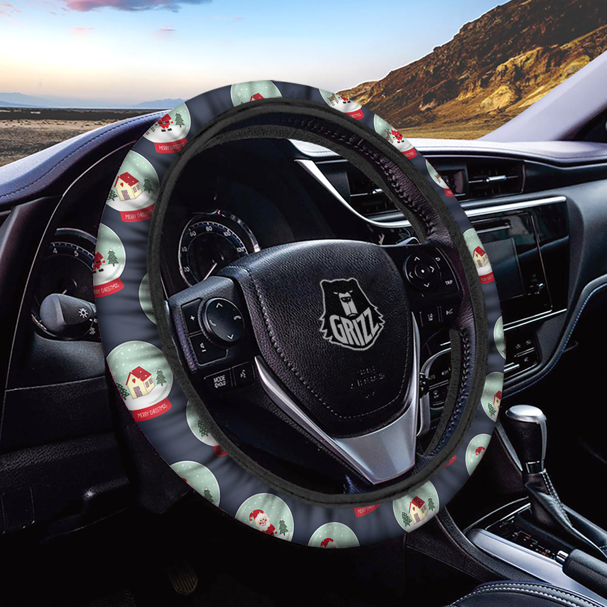 Christmas Snow Globe Print Pattern Car Steering Wheel Cover-grizzshop