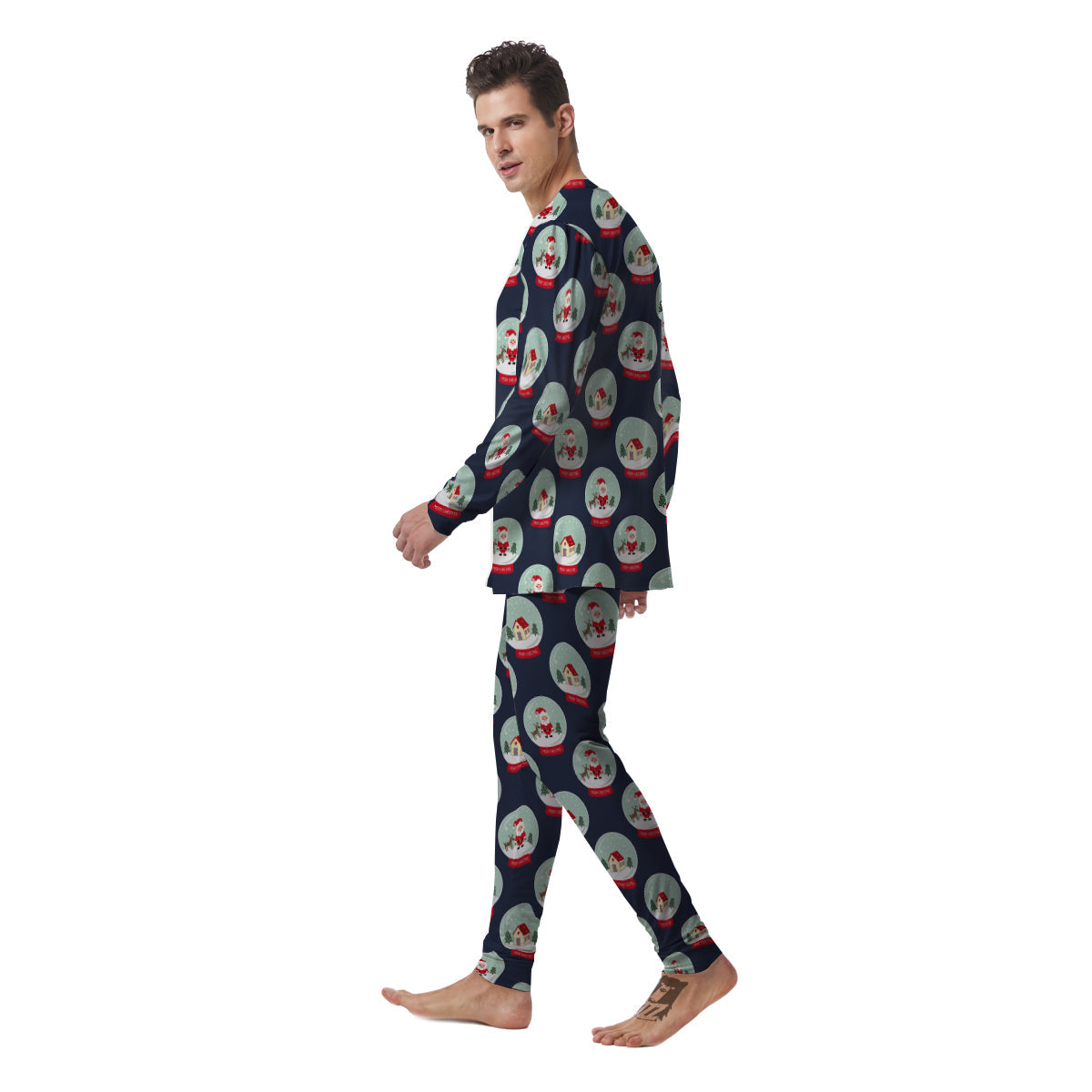 Christmas Snow Globe Print Pattern Men's Pajamas-grizzshop