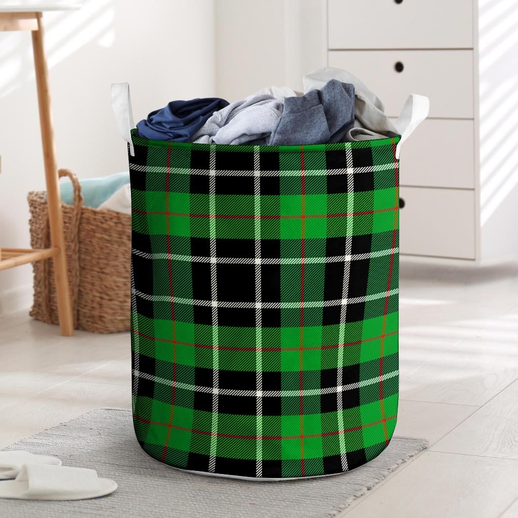 Christmas Tartan Green Plaid Scottish Laundry Basket-grizzshop