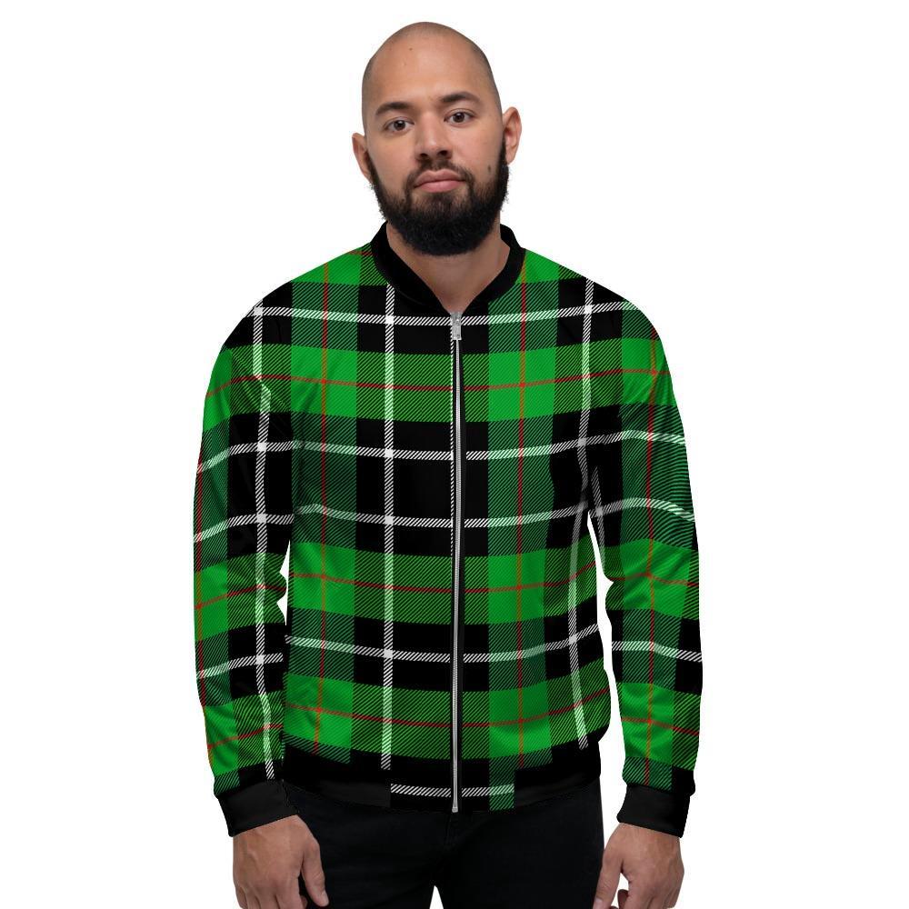 Christmas Tartan Green Plaid Scottish Men's Bomber Jacket-grizzshop