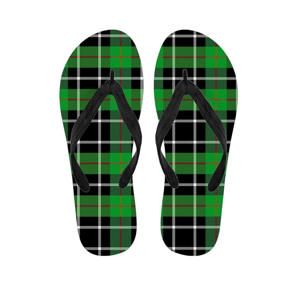 Christmas Tartan Green Plaid Scottish Men's Flip Flops-grizzshop