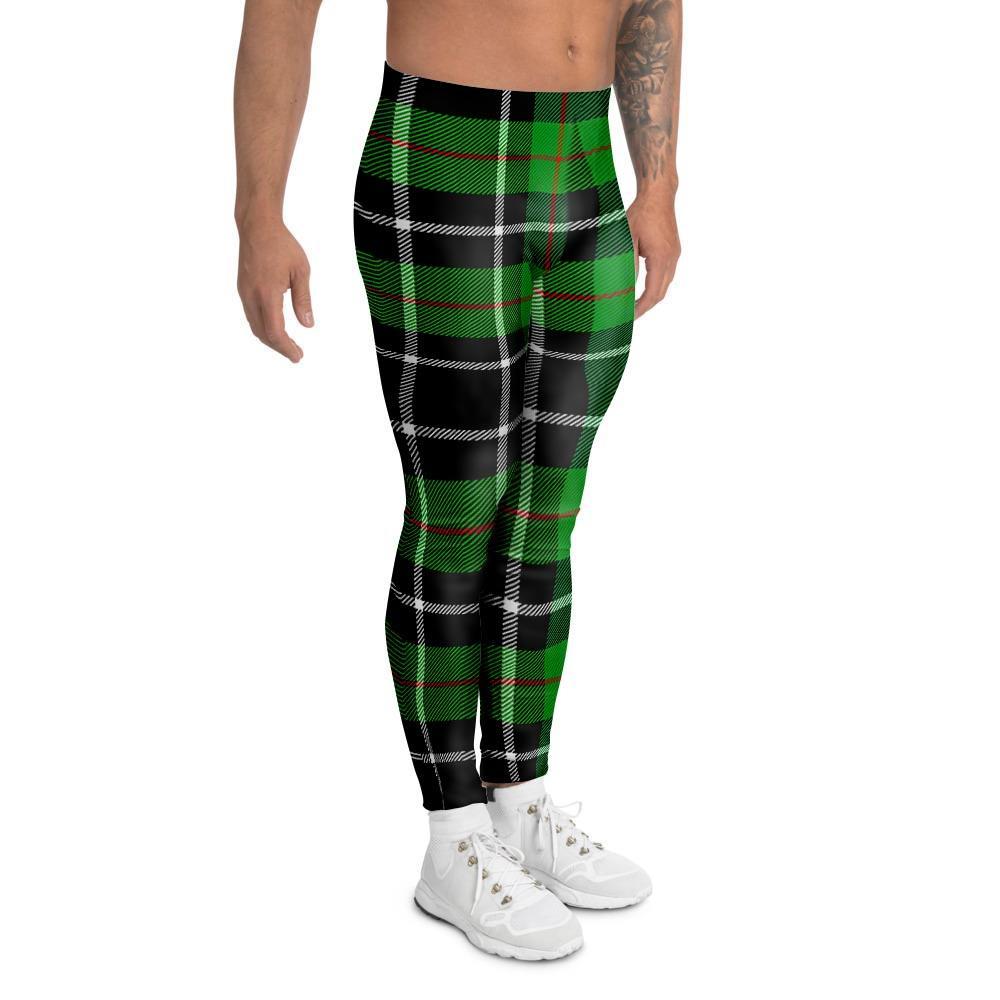 Christmas Tartan Green Plaid Scottish Men's Leggings-grizzshop