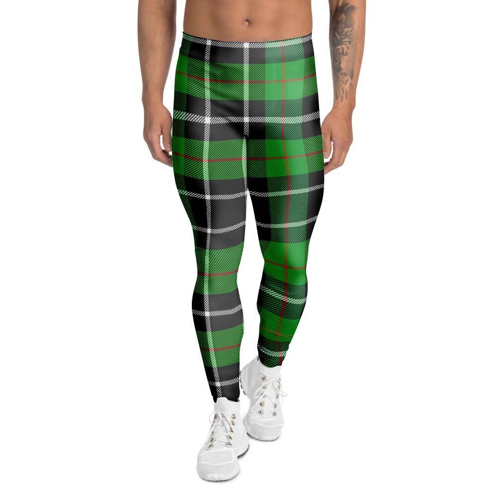 Christmas Tartan Green Plaid Scottish Men's Leggings-grizzshop