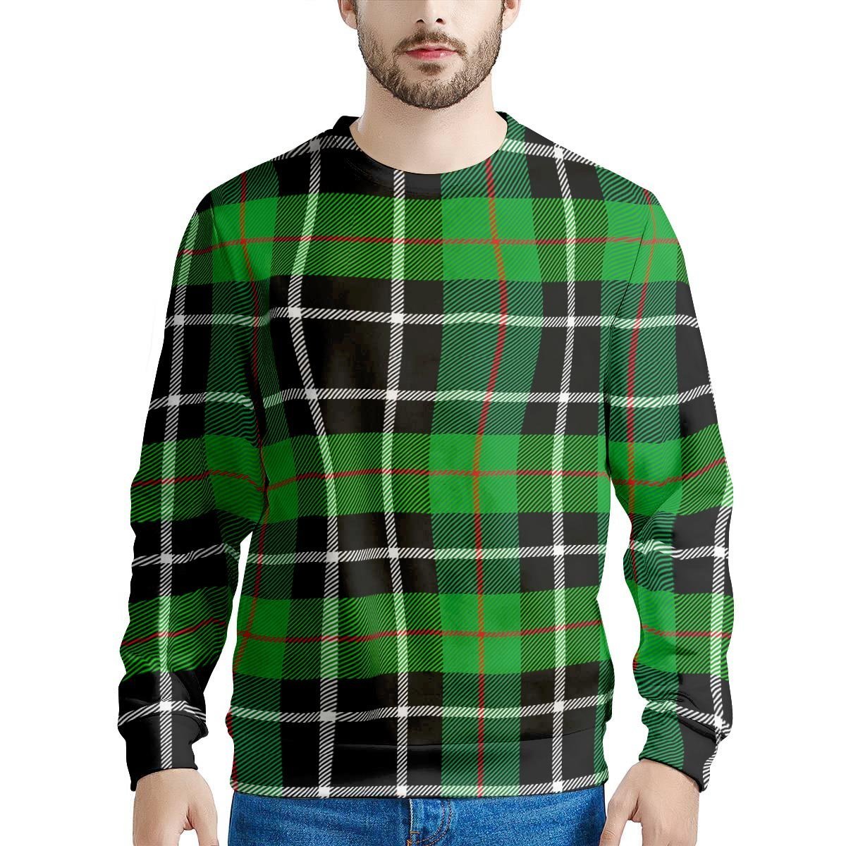 Christmas Tartan Green Plaid Scottish Men's Sweatshirt-grizzshop