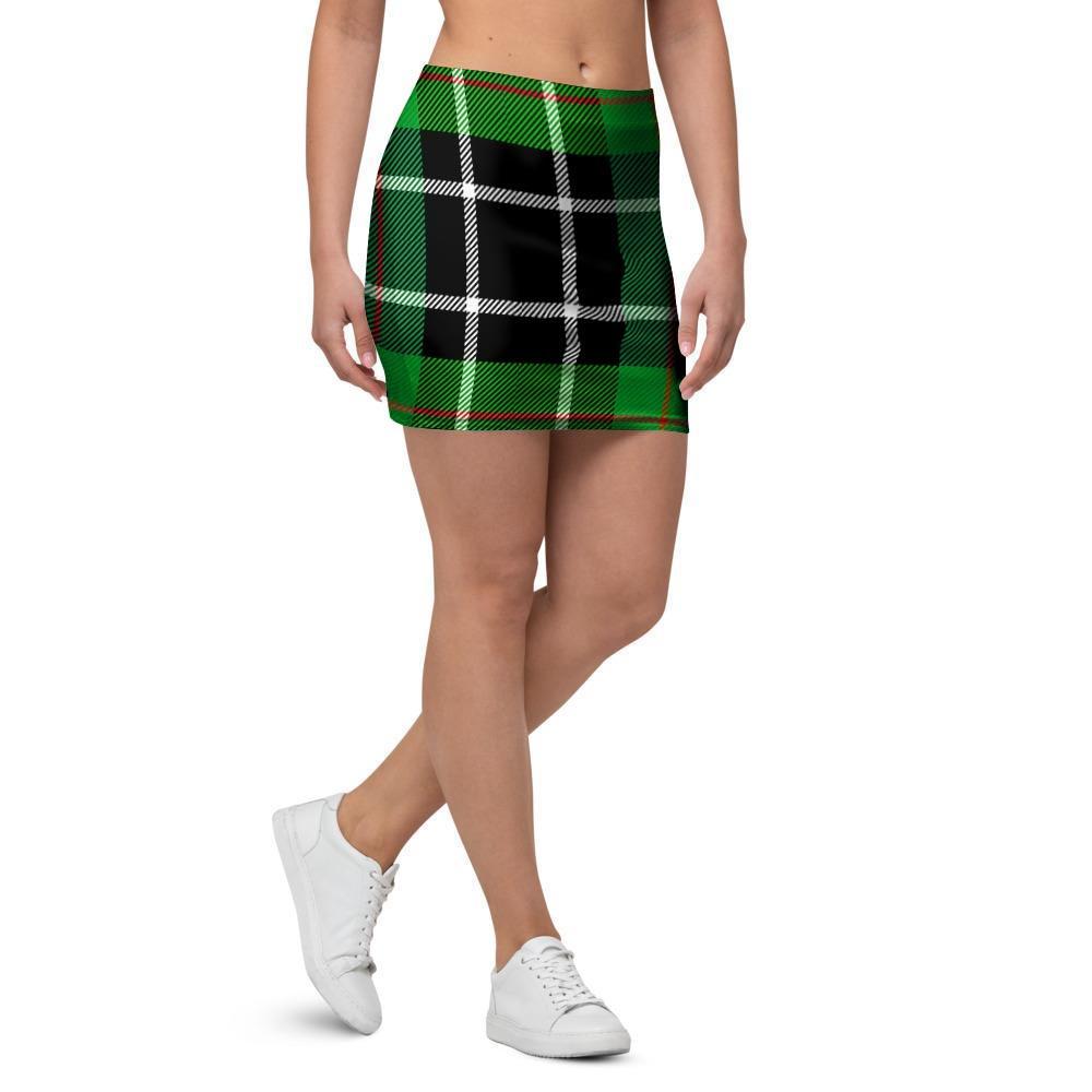 Christmas Tartan Green Plaid Scottish Mini Skirt-grizzshop