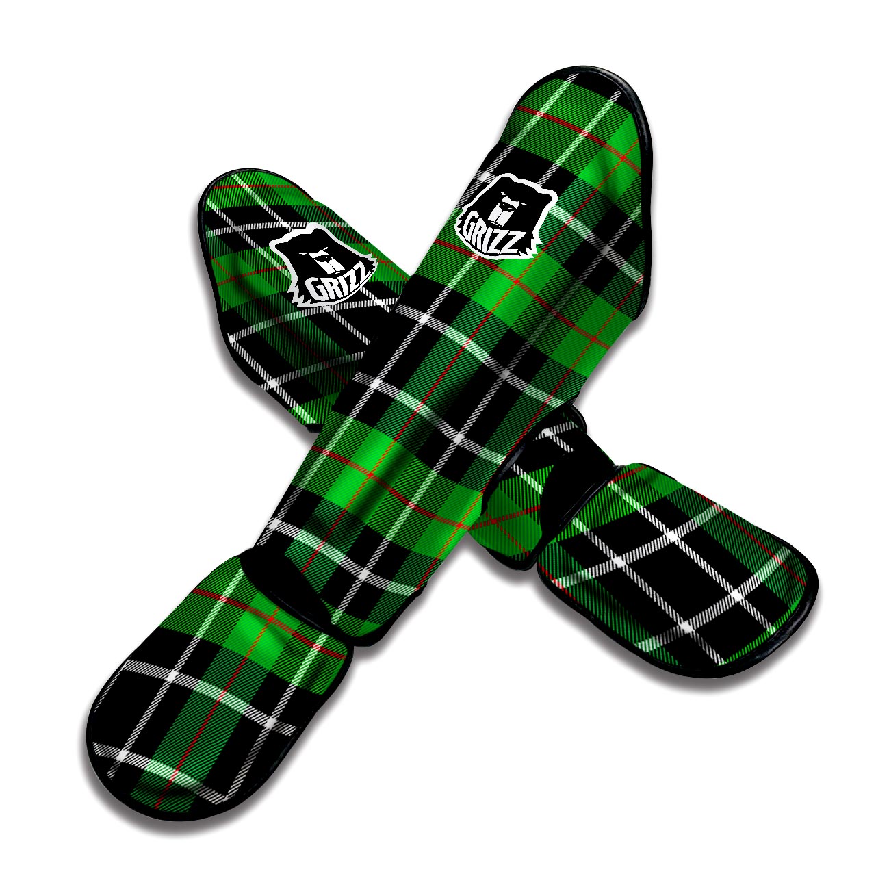 Christmas Tartan Green Plaid Scottish Muay Thai Shin Guard-grizzshop