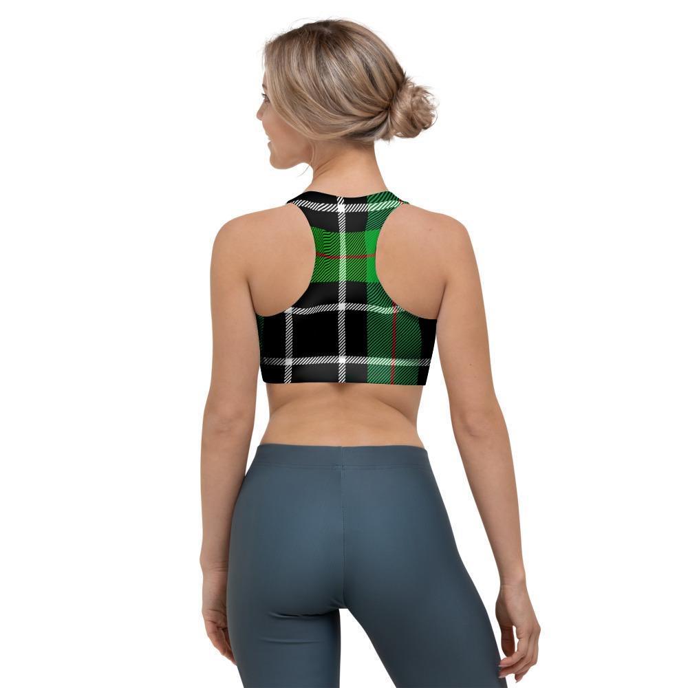 Christmas Tartan Green Plaid Scottish Sports Bra-grizzshop