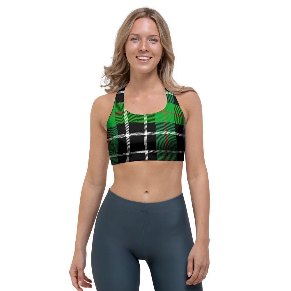 Christmas Tartan Green Plaid Scottish Sports Bra-grizzshop