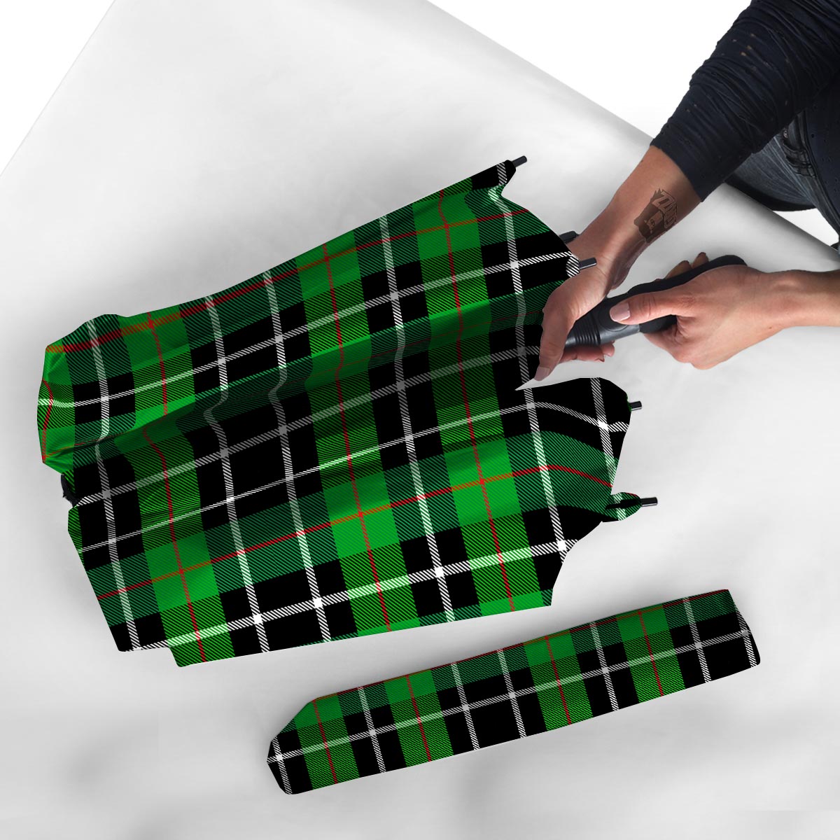 Christmas Tartan Green Plaid Scottish Umbrella-grizzshop