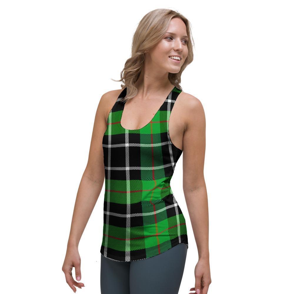 Christmas Tartan Green Plaid Scottish Women's Racerback Tank Top-grizzshop