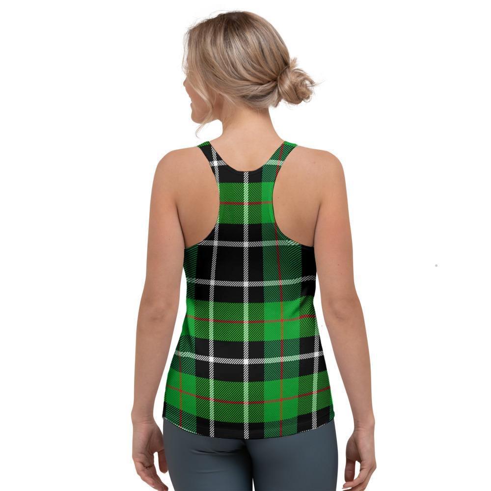Christmas Tartan Green Plaid Scottish Women's Racerback Tank Top-grizzshop