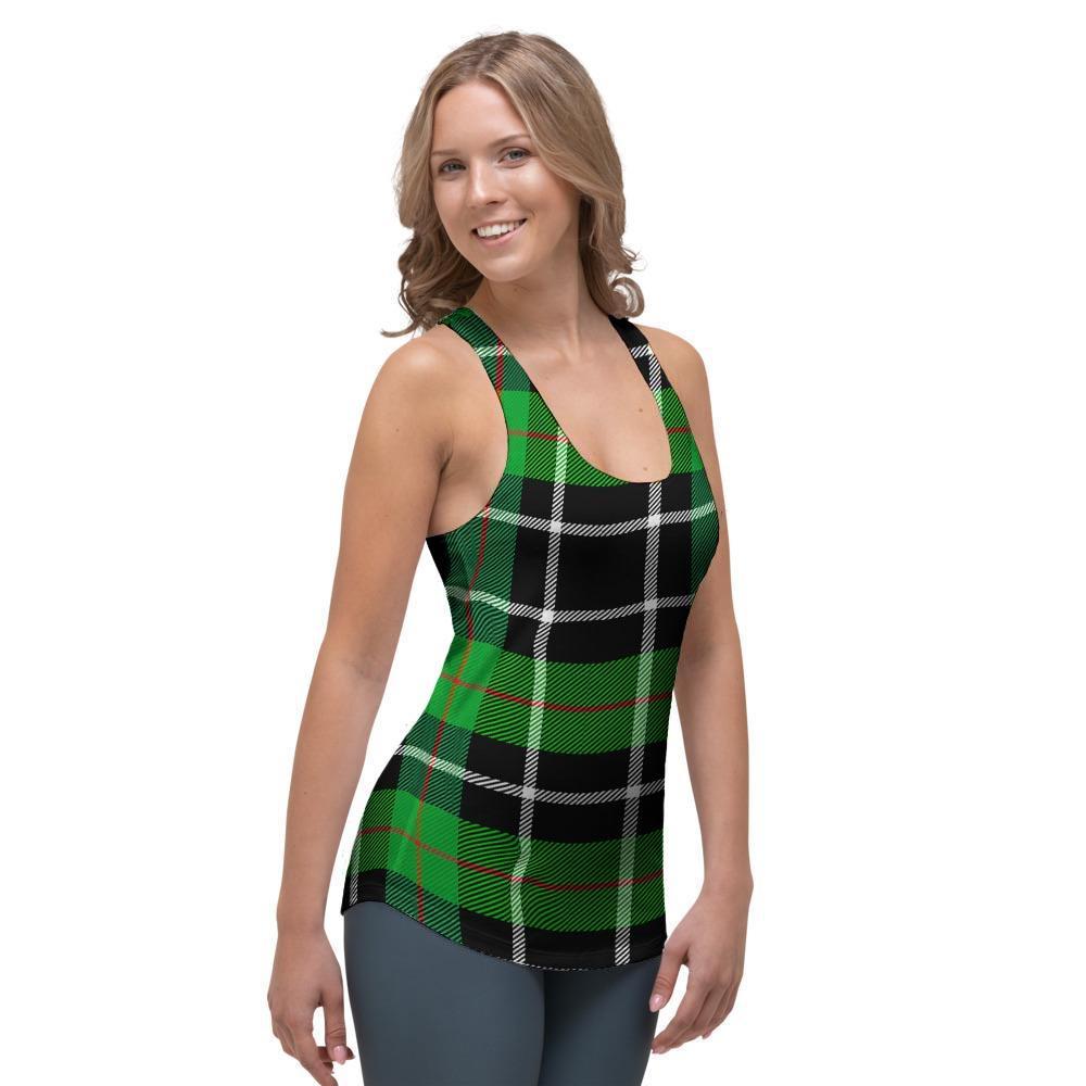 Christmas Tartan Green Plaid Scottish Women's Racerback Tank Top-grizzshop