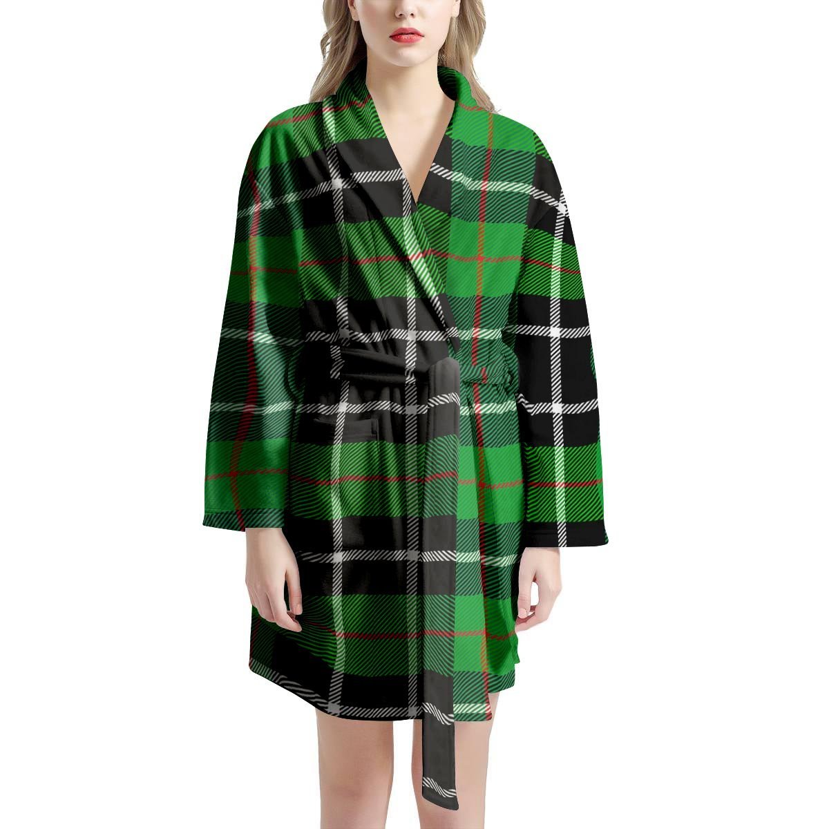 Christmas Tartan Green Plaid Scottish Women's Robe-grizzshop