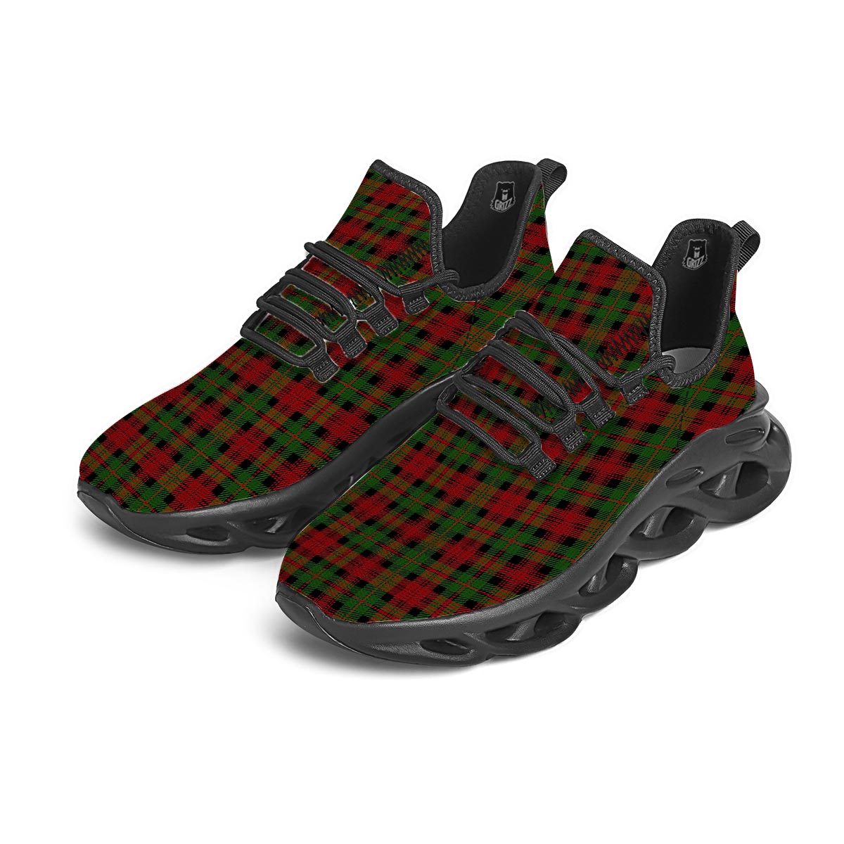 Christmas Tartan Red Plaid Black Running Shoes-grizzshop