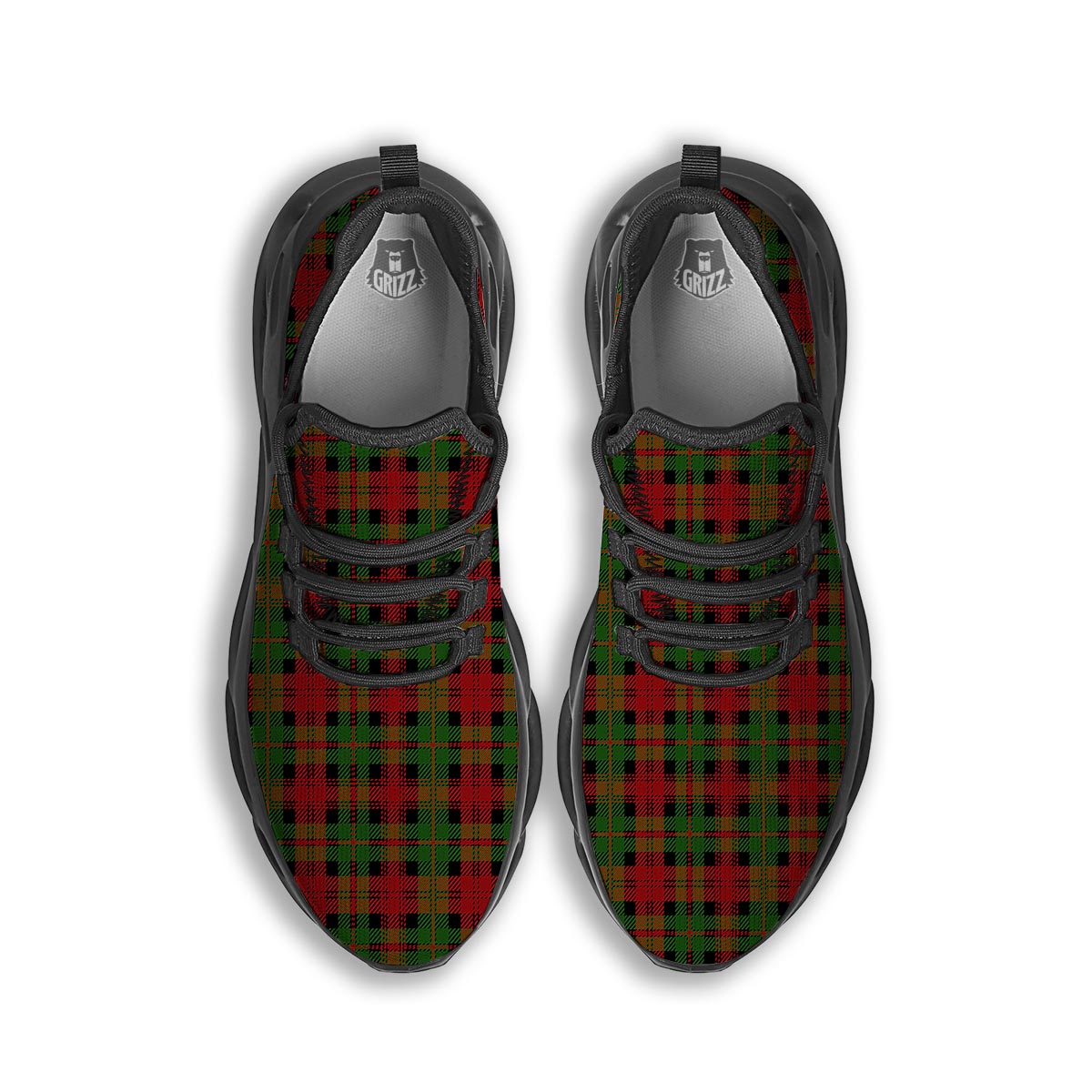 Christmas Tartan Red Plaid Black Running Shoes-grizzshop