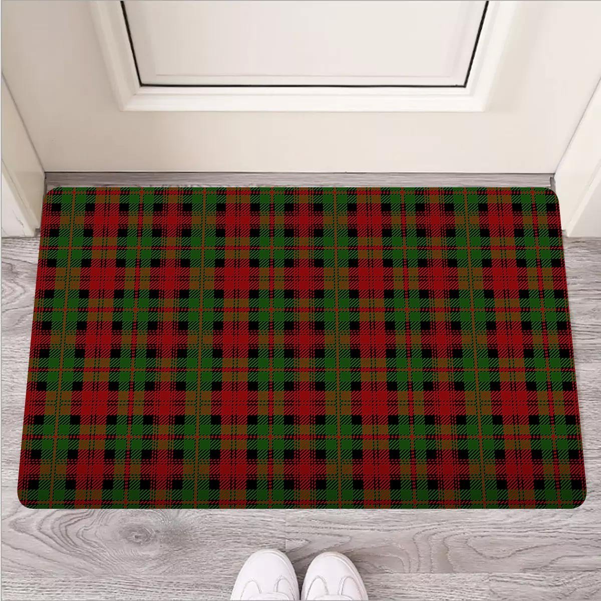 Christmas Tartan Red Plaid Door Mat-grizzshop