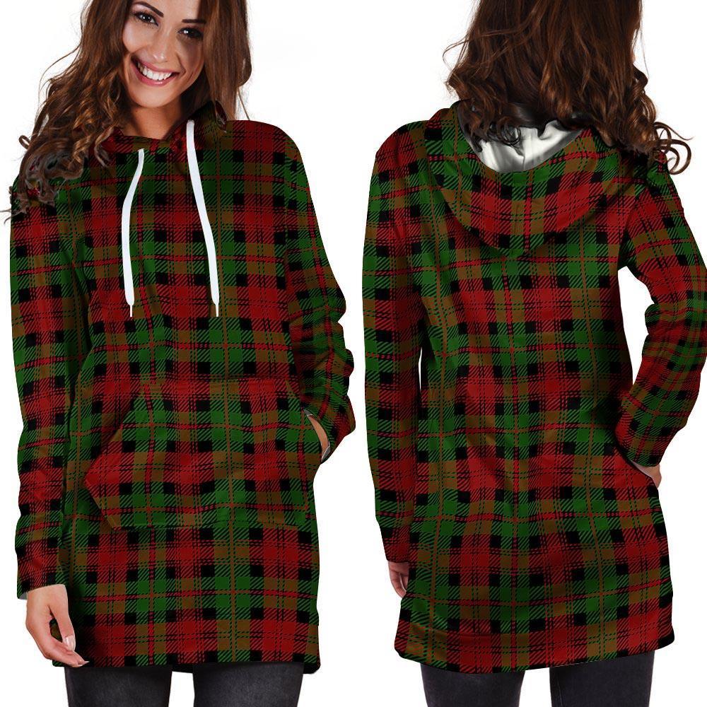 Christmas Tartan Red Plaid Hoodie Dress-grizzshop