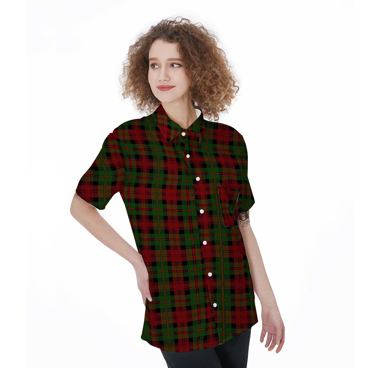 Christmas Tartan Red Plaid Women's Short Sleeve Shirts-grizzshop