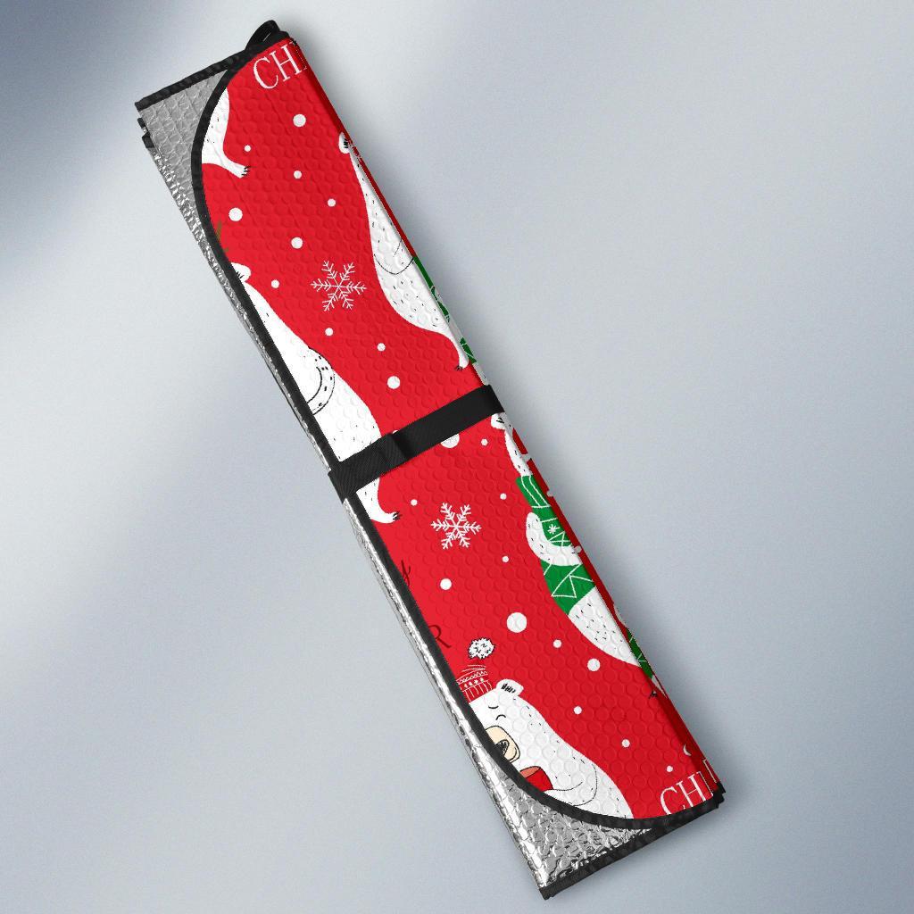 Christmas Teddy Bear Pattern Print Car Sun Shade-grizzshop