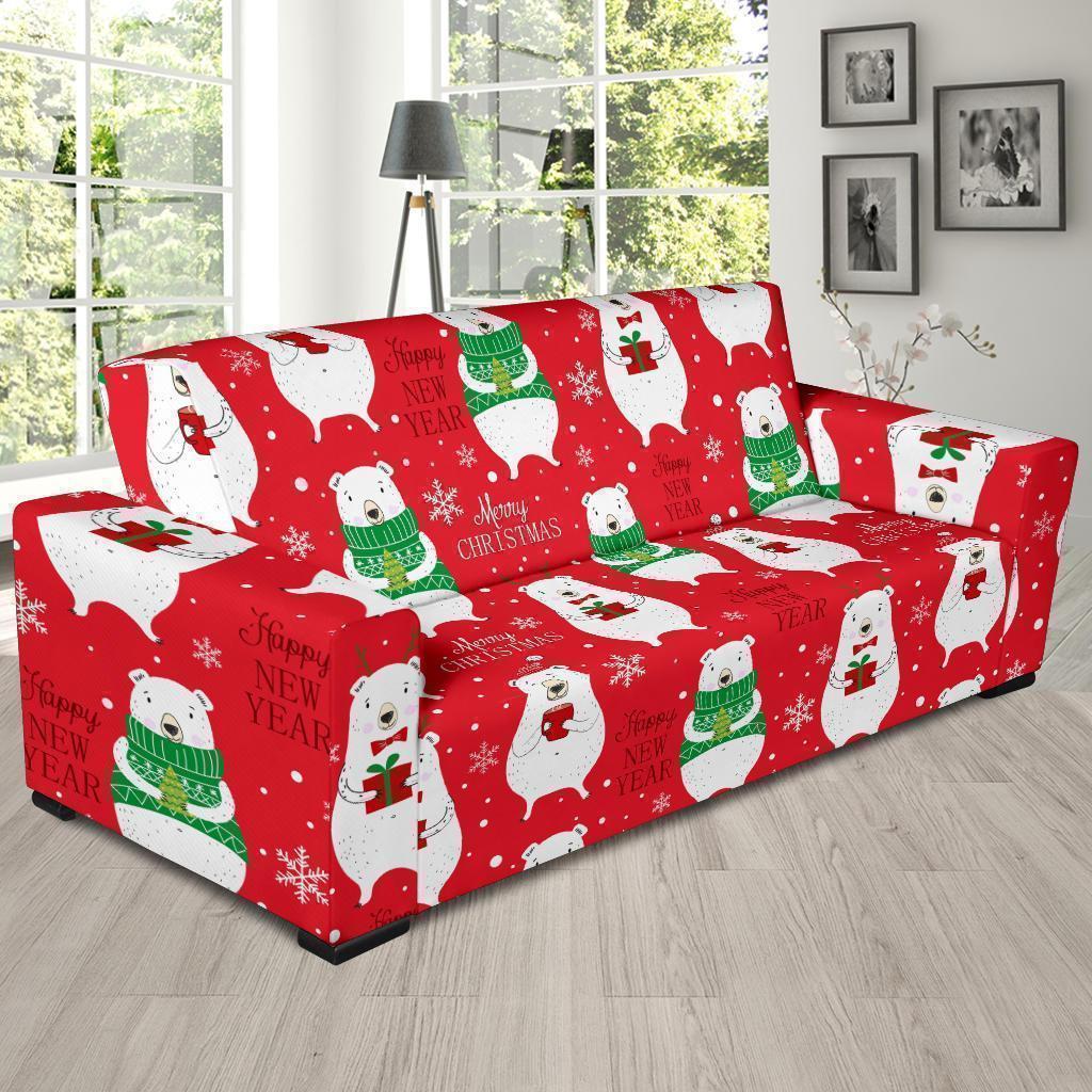 Christmas Teddy Bear Pattern Print Sofa Covers-grizzshop