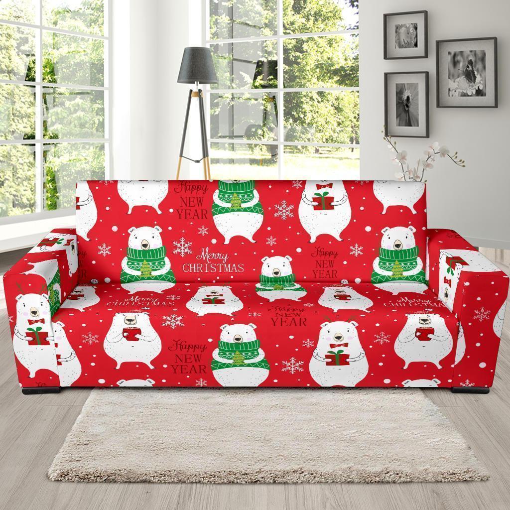 Christmas Teddy Bear Pattern Print Sofa Covers-grizzshop